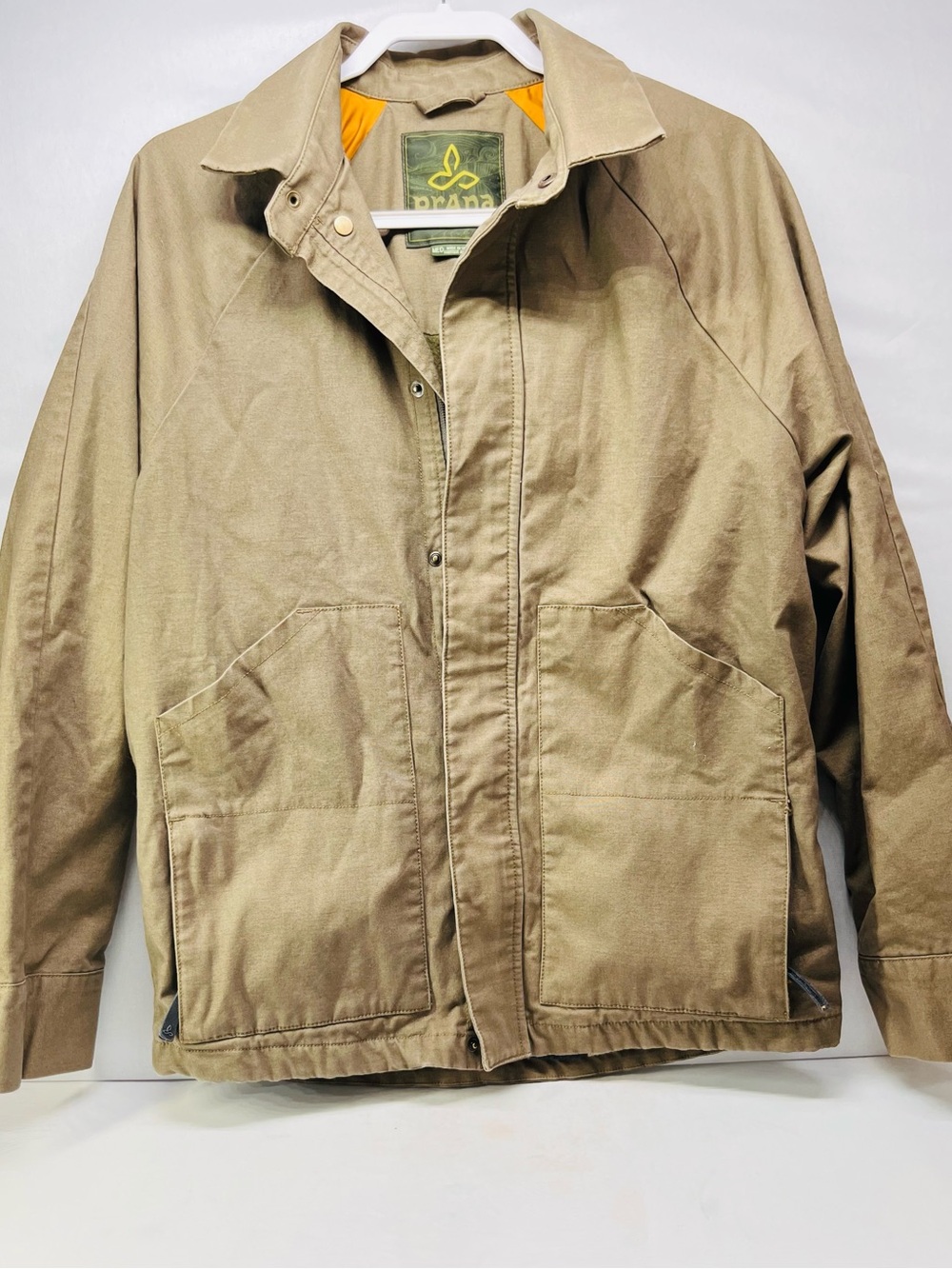 Prana Men's Tan Workwear Jacket with Orange Lining